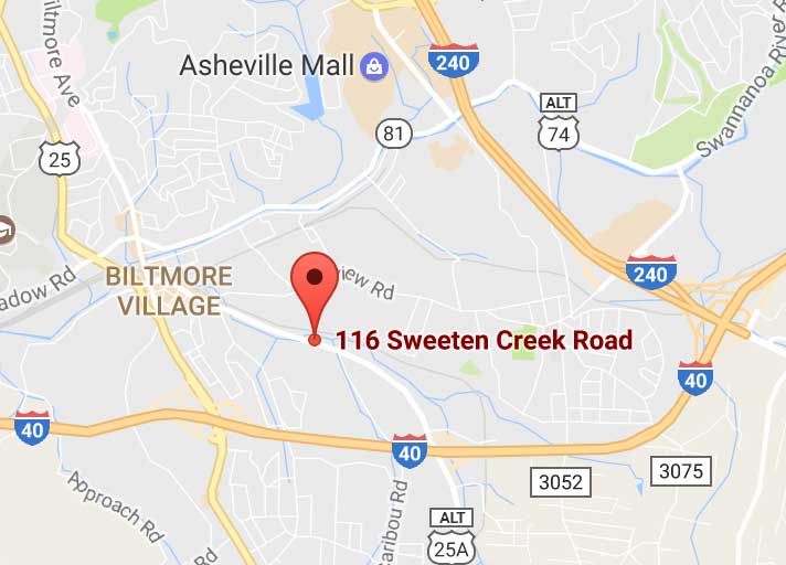 Google Map of 116 Sweeten Creek Rd Asheville, North Carolina